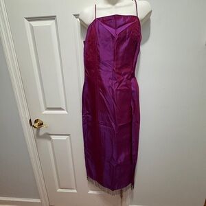 Alex Evenings Purple Maxi Dress with fringe accent size 10
